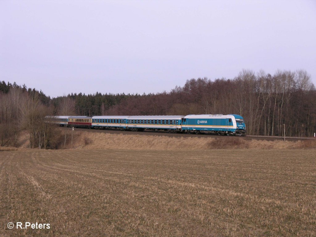 223 061 legt sich bei oberteich mit ein Alex nach M�nchen in die kurve. 17.02.08