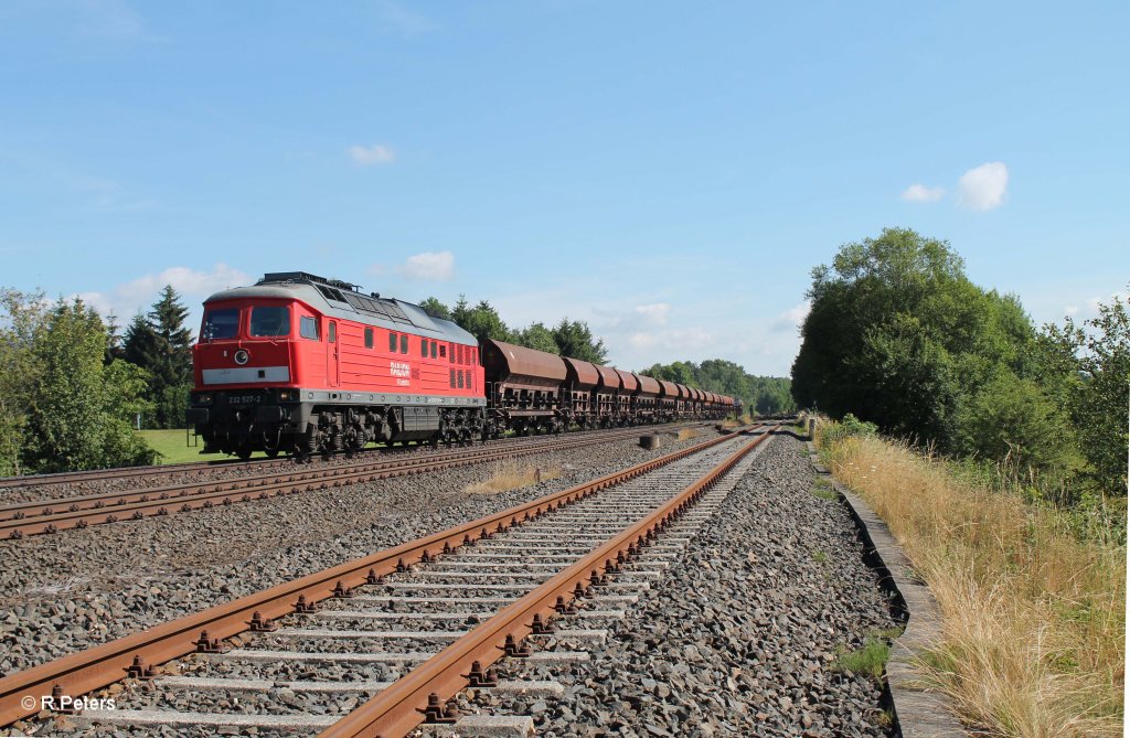 232 527-2 mit dem 62817 Schotterzug Pechbrunn - Augsburg bei Sch�nfeld. 01.08.13