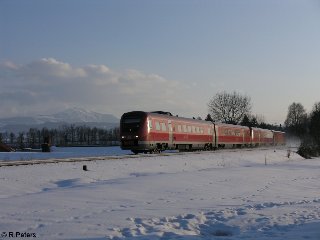 612 079 + 088 fahren mit einem RE Ulm in Kempten ein. 21.02.10