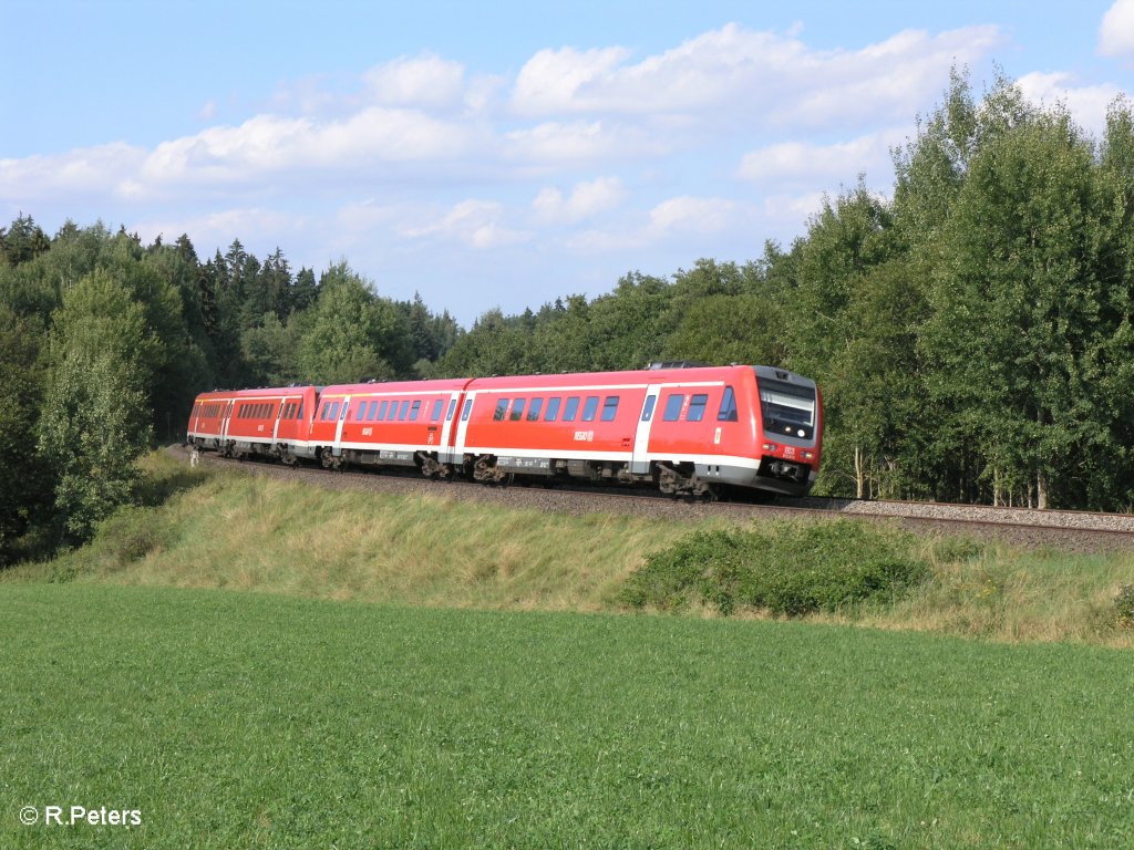 612 115-6 zieht bei Oberteich durch die Kurve als RE 3695 Regensburg HBF 18.08.09
