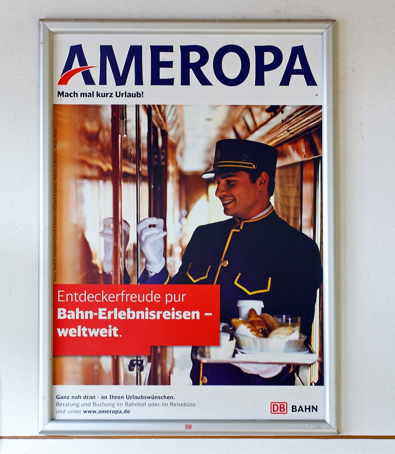 AMEROPA Werbeplakat, gesehen am 04.05.2013 im Bahnhof Hilchenbach.
