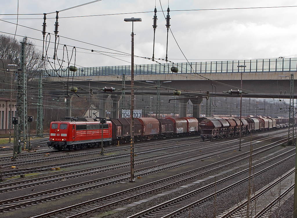Blick am 14.01.2012 auf den Rangierbahnhof Kreuztal.
