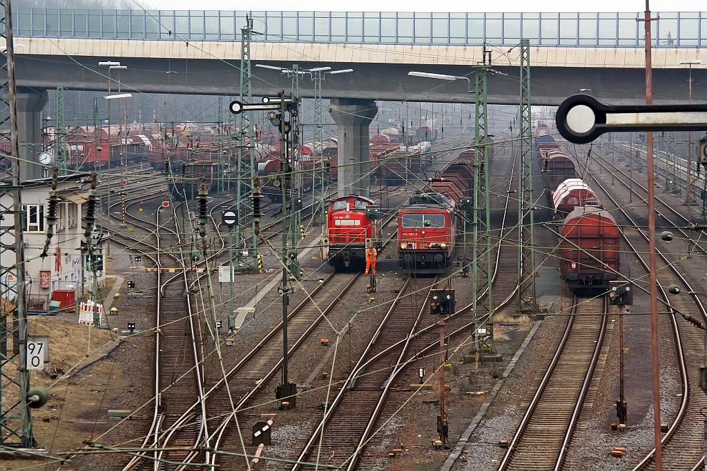 Blick auf den Rangierbahnhof Kreuztal am 10.03.2012