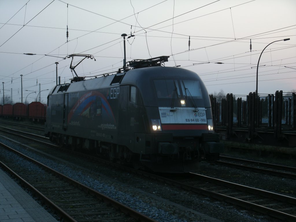 EGP ES64U2-002 stand,am 16.M�rz 2012,zur R�ckfahrt nach Klementelvitz in Bergen/R�gen bereit.