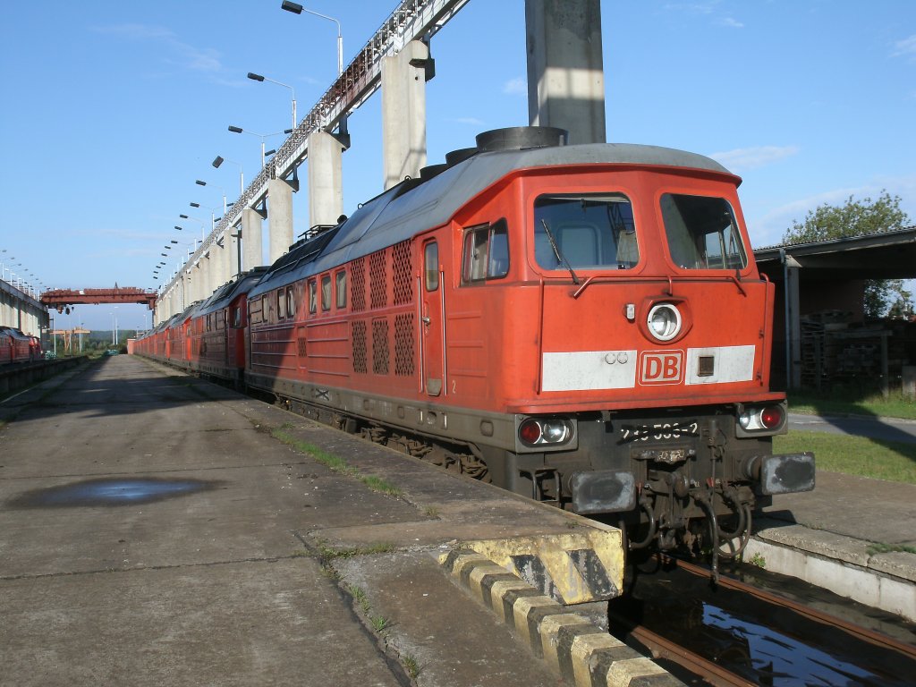 F�r Eisenbahnfan`s wurde die Loknummer 233 536-2 unkenntlich gemacht,aber Heutzutage kein Problem trotzdem die Loknummer heraus zubekommen.Aufnahme am 30.September 2012 in Mukran.