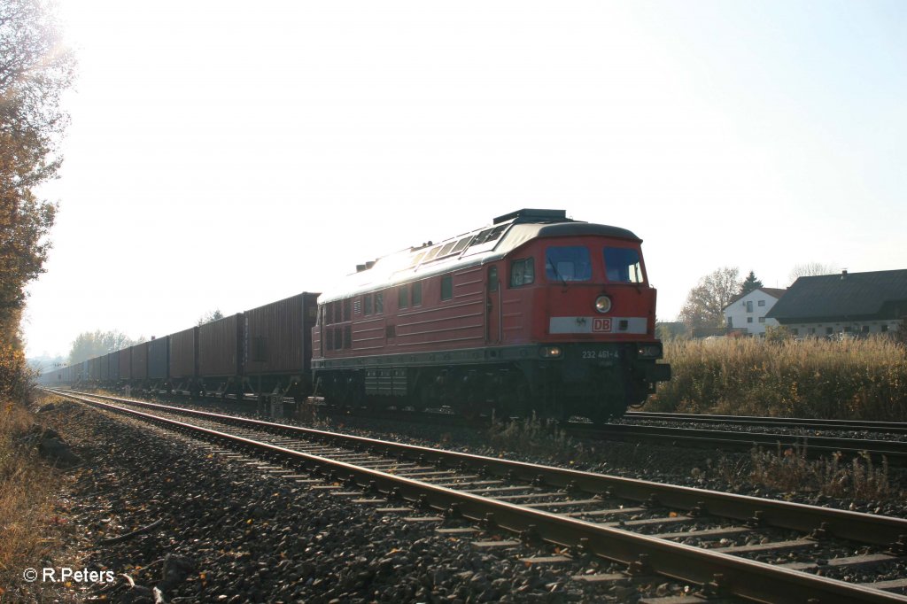 Leider Gegenlichtaufnahme von 232 461-4 mit Containerzug nach Hof bei Sch�nfeld. 04.11.11