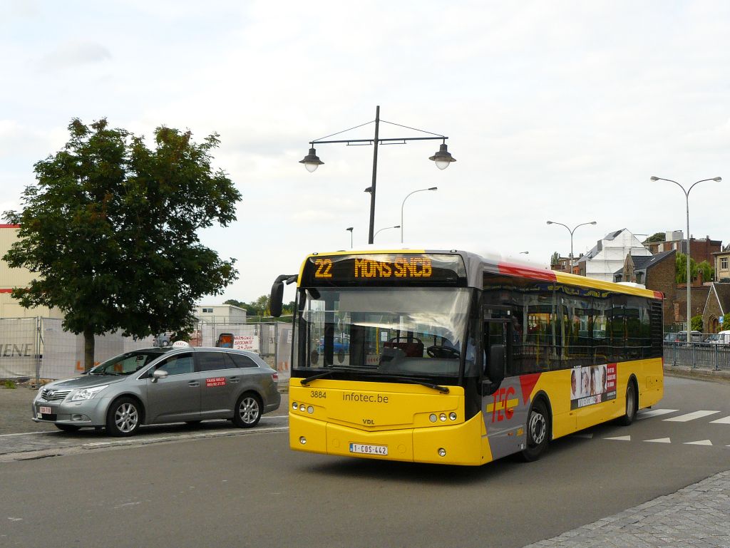 TEC 3884 DAF/VDL Citea Baujahr 2012. Bahnhof Mons (Bergen), Belgien 23-06-2012.