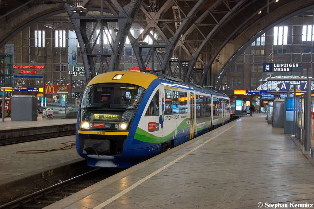 VT 618  Leipziger Land  (642 847-7) MRB - Mitteldeutsche Regiobahn als MRB 54 (MRB80267) von Leipzig Hbf nach Delitzsch unt Bf im Leipziger Hbf. 19.01.2013