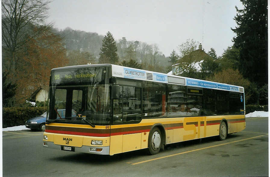 (082'912) - STI Thun - Nr. 91/BE 572'091 - MAN am 5. Februar 2006 bei der Schifflndte Thun