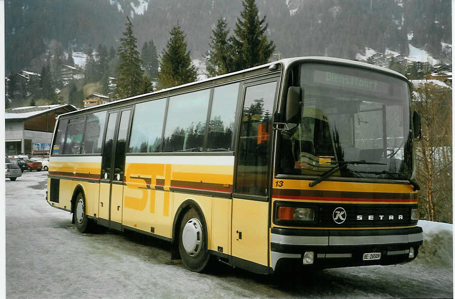 (083'306) - STI Thun - Nr. 13/BE 26'509 - Setra (ex AvH Heimenschwand Nr. 3; ex AGS Sigriswil Nr. 1) am 24. Februar 2006 in Adelboden, ASB