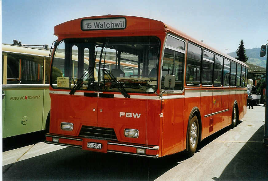 (086'429) - ZVB Zug - Nr. 153/ZG 72'153 - FBW/Hess (ex Nr. 28; ex Nr. 3) am 18. Juni 2006 in Hinwil, AMP