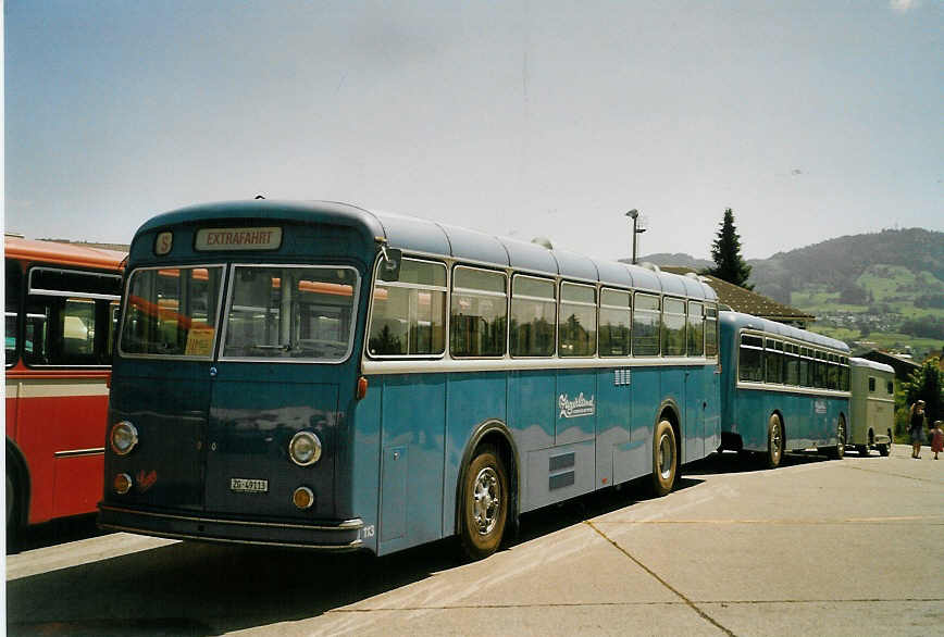 (086'430) - ZVB Zug - Nr. 113/ZG 49'113 - Saurer/Saurer (ex Nr. 13) am 18. Juni 2006 in Hinwil, AMP