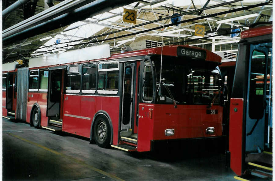 (088'234) - Bernmobil, Bern - Nr. 59 - FBW/Hess Gelenktrolleybus am 29. Juli 2006 in Bern, Eigergarage