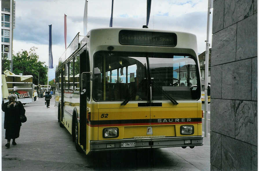 (088'910) - STI Thun - Nr. 52/BE 396'552 - Saurer/R&J am 14. August 2006 in Thun, Aarefeldplatz