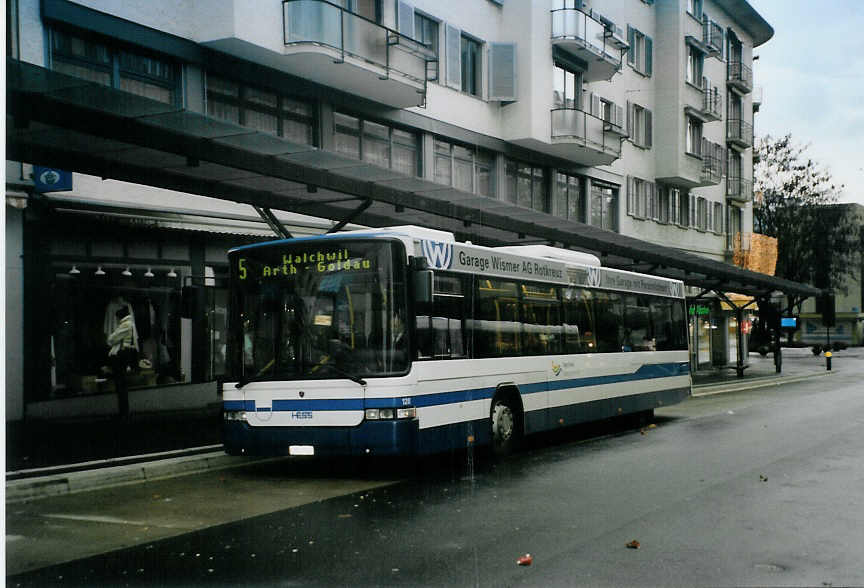 (091'334) - ZVB Zug - Nr. 128/ZG 3388 - Scania/Hess (ex Nr. 158) am 1. Januar 2007 beim Bahnhof Zug