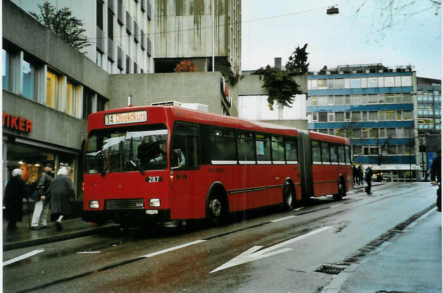 (091'907) - Bernmobil, Bern - Nr. 287/BE 419'287 - Volvo/R&J-Hess-Gangloff am 12. Februar 2007 in Bern, City West