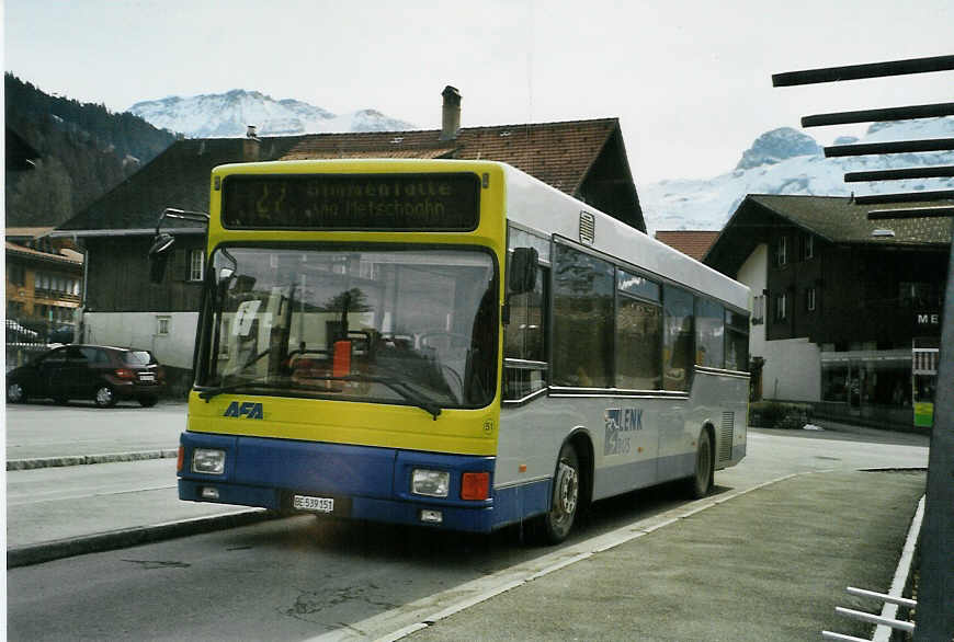 (092'011) - AFA Adelboden - Nr. 51/BE 539'151 - MAN am 17. Februar 2007 beim Bahnhof Lenk