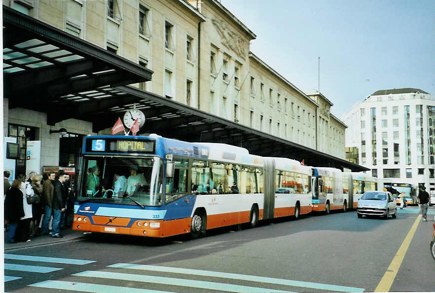 (092'916) - TPG Genve - Nr. 333/GE 96'295 - Volvo am 17. Mrz 2007 beim Bahnhof Genve