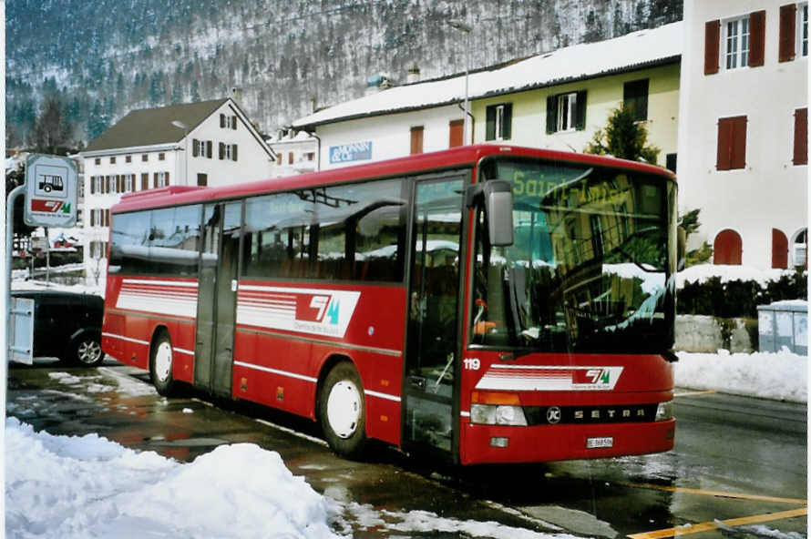 (093'407) - CJ Tramelan - Nr. 119/BE 368'596 - Setra (ex Nr. 19) am 25. Mrz 2007 beim Bahnhof St-Imier