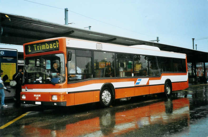 (096'530) - BOGG Wangen b.O. - Nr. 21/SO 21'987 - MAN (ex AGO Olten Nr. 21) am 21. Juli 2007 beim Bahnhof Olten