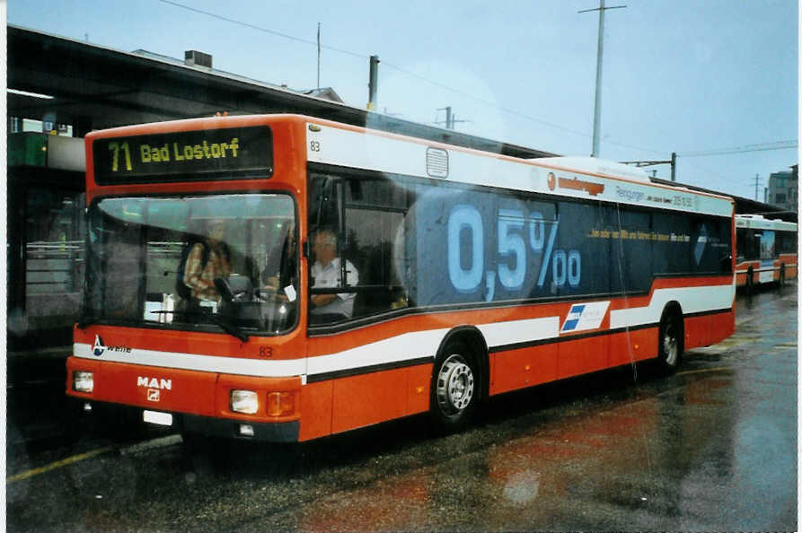 (096'534) - BOGG Wangen b.O. - Nr. 83/SO 117'612 - MAN (ex SOO Olten Nr. 83) am 21. Juli 2007 beim Bahnhof Olten