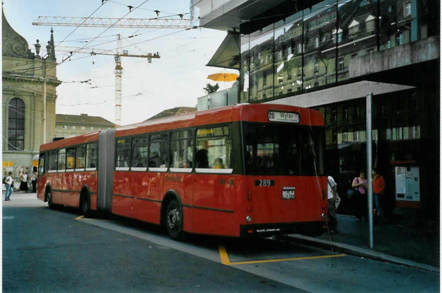 (097'621) - Bernmobil, Bern - Nr. 289/BE 419'289 - Volvo/R&J-Hess-Gangloff am 24. August 2007 beim Bahnhof Bern