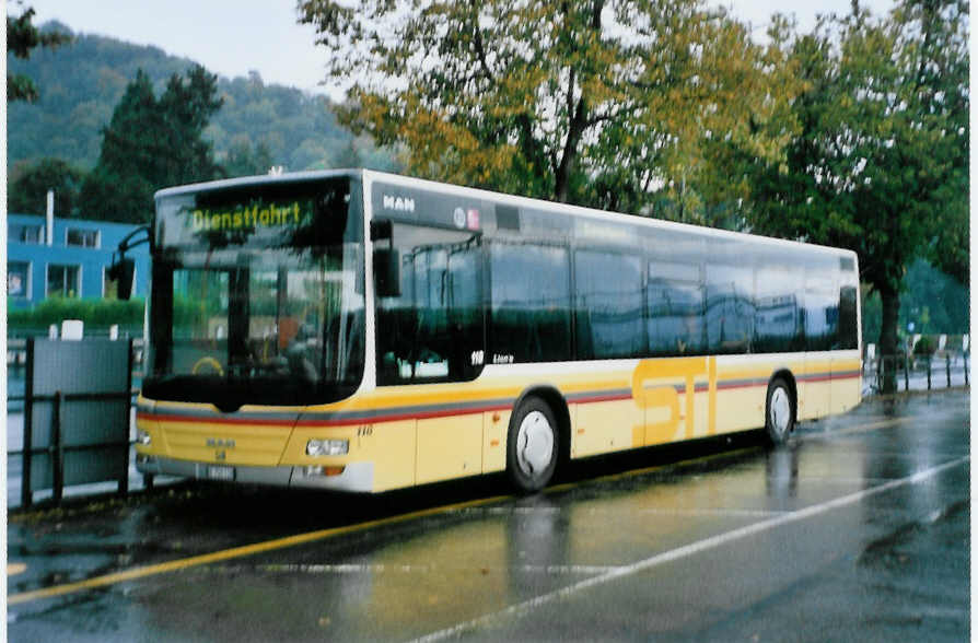 (099'323) - STI Thun - Nr. 118/BE 700'118 - MAN am 30. September 2007 beim Bahnhof Thun (prov. Haltestelle)