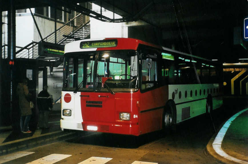 (100'535) - TPF Fribourg - Nr. 84/FR 300'252 - Volvo/Lauber (ex GFM Fribourg Nr. 84) am 27. Oktober 2007 in Fribourg, Busbahnhof