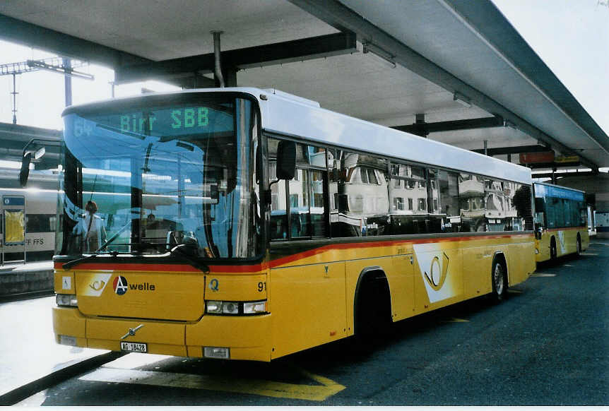 (100'824) - Voegtlin-Meyer, Brugg - Nr. 91/AG 18'428 - Volvo/Hess am 3. November 2007 beim Bahnhof Brugg