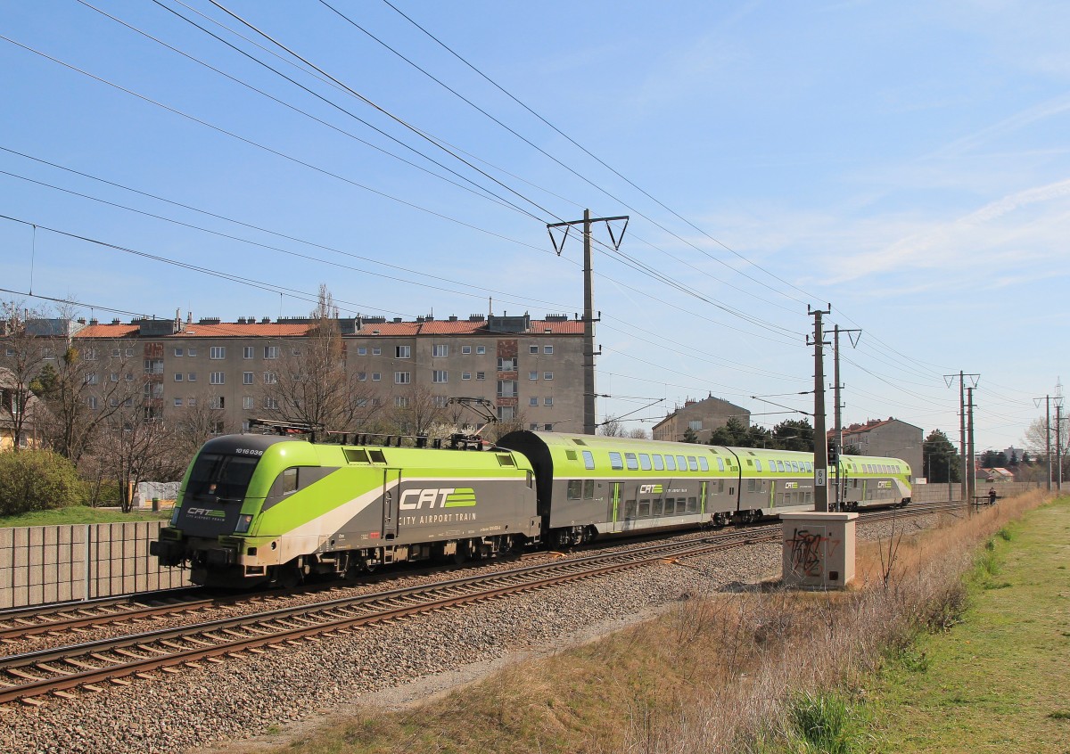 1016 036 am 21. März 2014 auf dem Weg vom Flughafen in das Stadtzentrum von Wien.