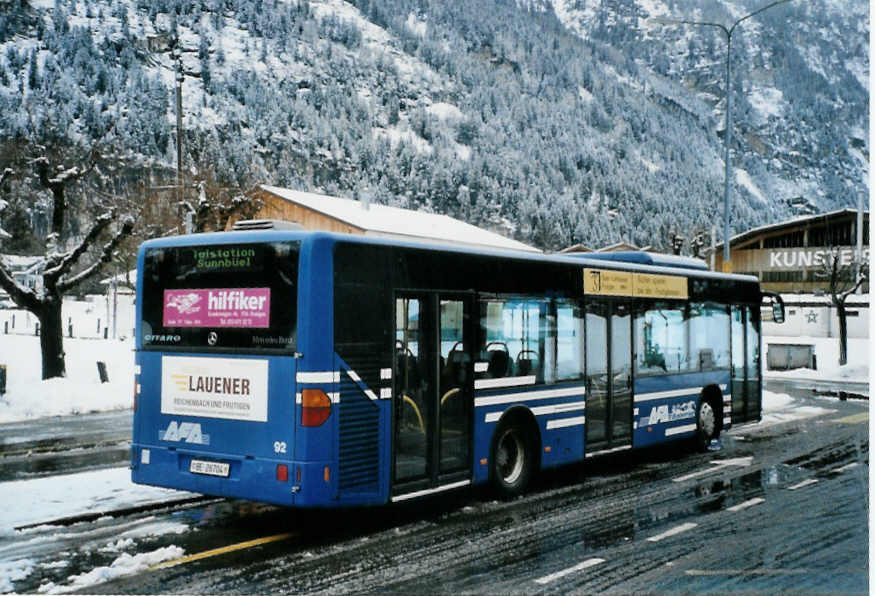 (101'806) - AFA Adelboden - Nr. 92/BE 26'704 - Mercedes (ex Nr. 4) am 10. Dezember 2007 beim Bahnhof Kandersteg