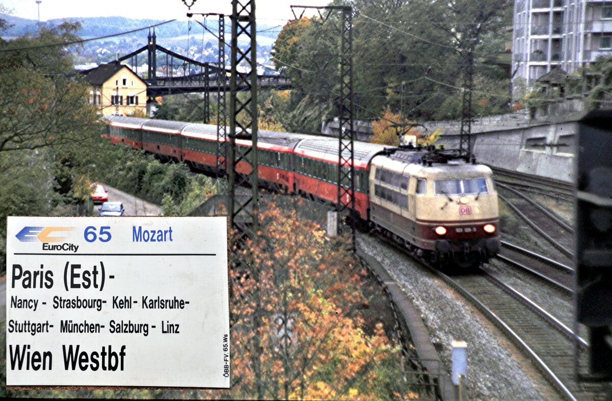 103 126-5 mit EC Mozart in Ulm am 10.11.1997.