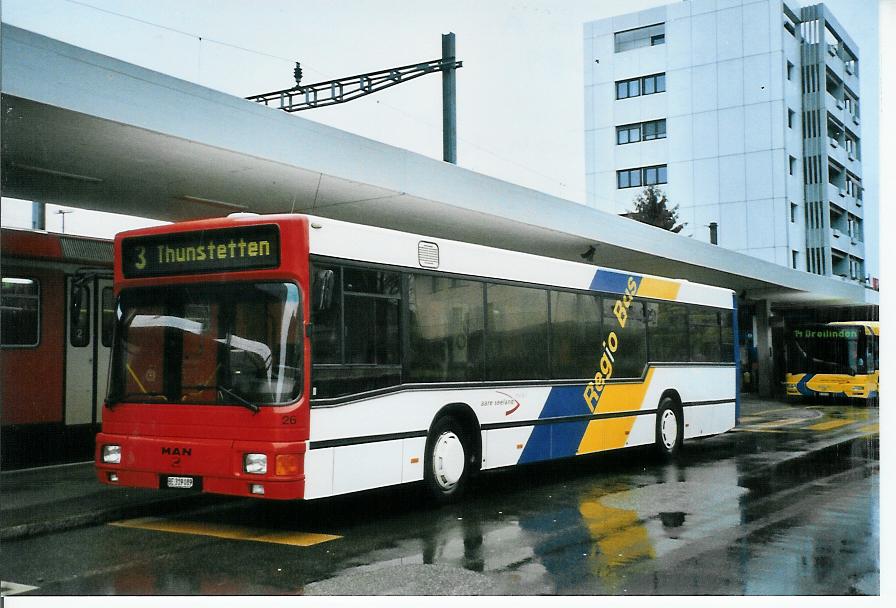 (103'516) - ASm Langenthal - Nr. 26/BE 319'089 - MAN am 12. Januar 2008 beim Bahnhof Langenthal