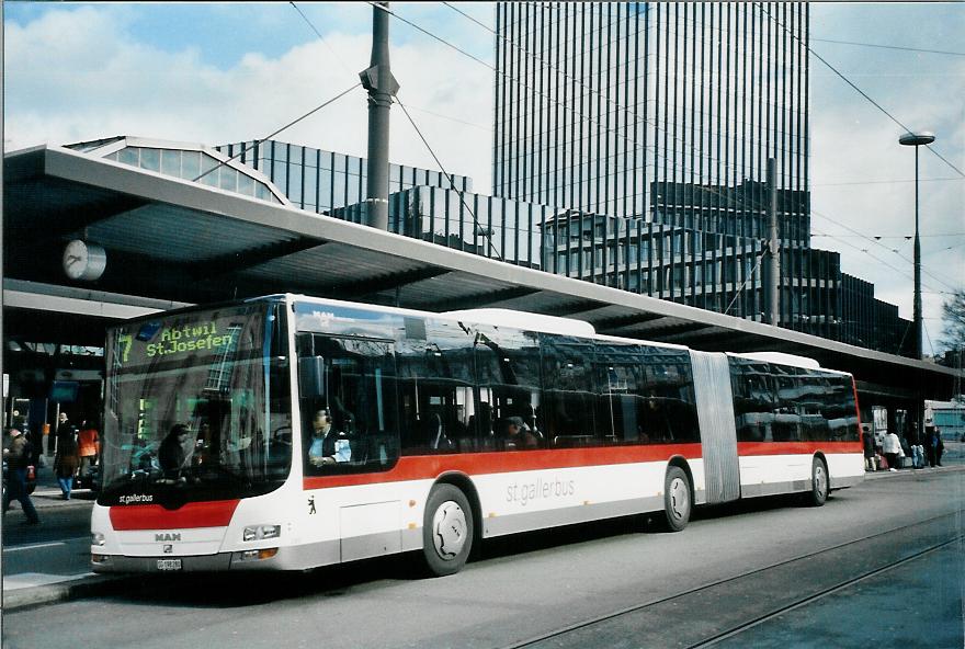 (105'827) - St. Gallerbus, St. Gallen - Nr. 280/SG 198'280 - MAN am 29. Mrz 2008 beim Bahnhof St. Gallen