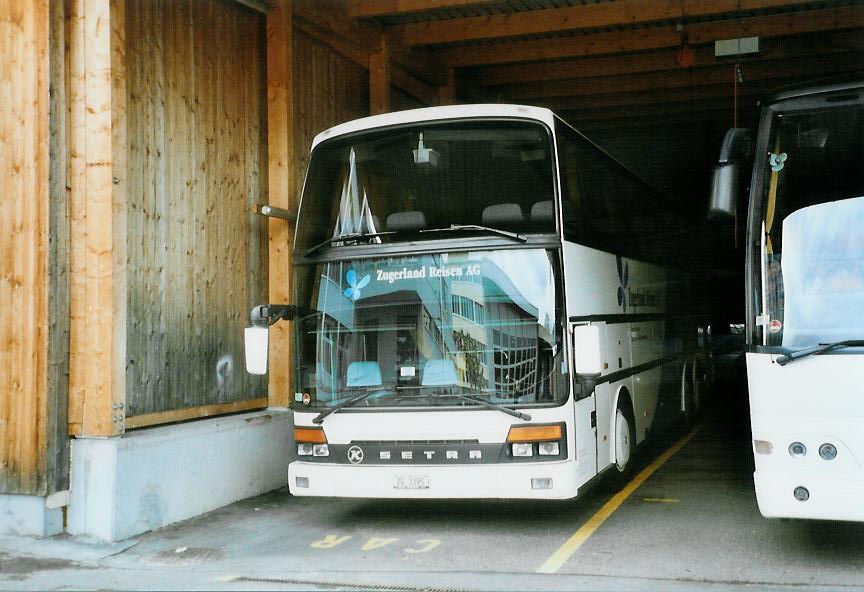 (106'121) - ZVB Zug - Nr. 445/ZG 3395 - Setra (ex Nr. 45) am 31. Mrz 2008 in Zug, Garage