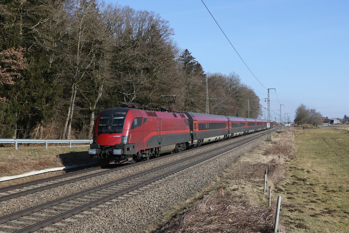 1116 222 aus Salzburg kommend am 20. Februar 2025 bei Hufschlag.