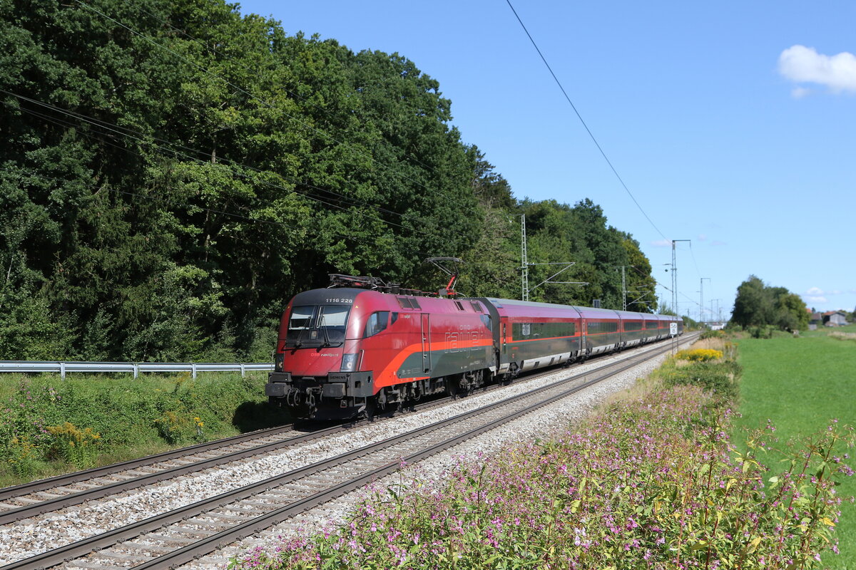 1116 228 aus Salzburg kommend am 6. September 2025 bei Hufschlag/Traunstein.