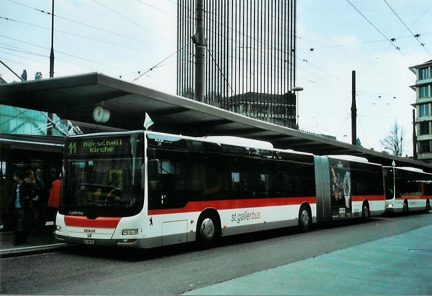 (111'620) - St. Gallerbus, St. Gallen - Nr. 281/SG 198'281 - MAN am 13. Oktober 2008 beim Bahnhof St. Gallen