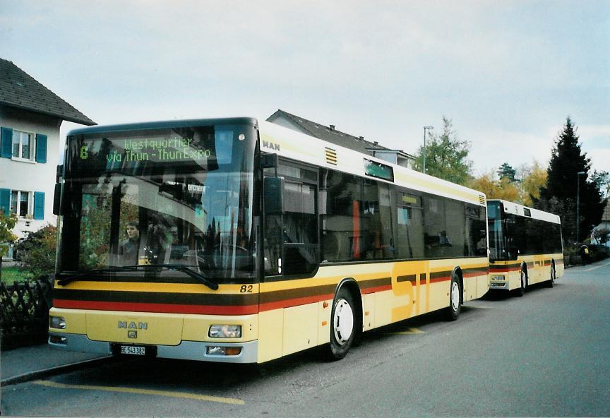 (111'825) - STI Thun - Nr. 82/BE 543'382 - MAN am 6. November 2008 in Thun-Lerchenfeld, Endstation