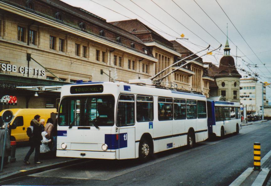 (113'030) - TL Lausanne - Nr. 760 - NAW/Lauber Trolleybus am 22. Dezember 2008 beim Bahnhof Lausanne