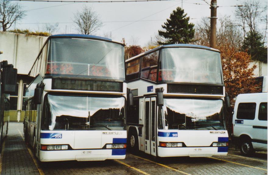 (113'113) - TL Lausanne - Nr. 506/VD 1392 + Nr. 503/VD 1094 - Neoplan am 22. Dezember 2008 in Lausanne, Dpt Borde