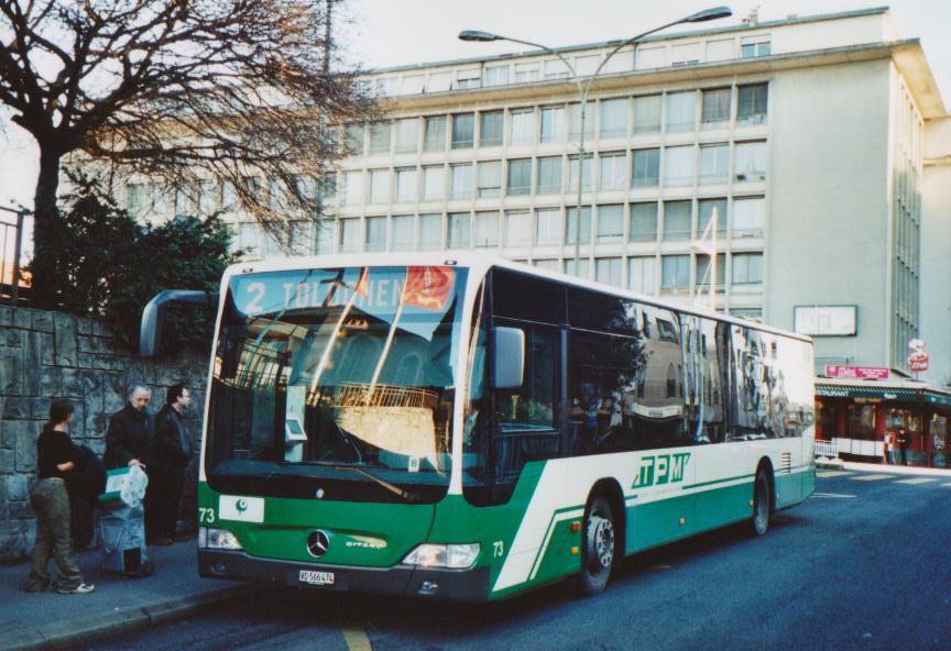 (113'210) - TPM Morges - Nr. 73/VD 566'474 - Mercedes am 22. Dezember 2008 beim Bahnhof Morges