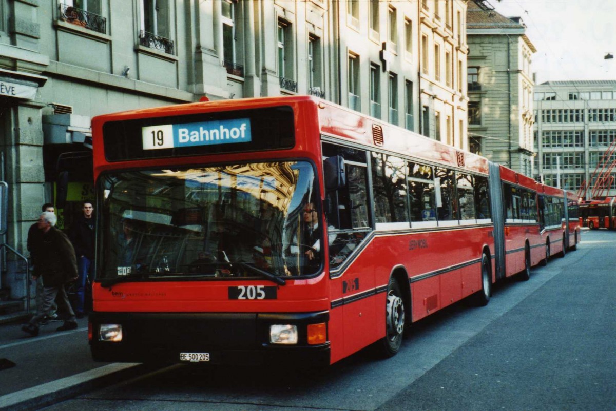 (115'326) - Bernmobil, Bern - Nr. 205/BE 500'205 - MAN am 16. Mrz 2009 in Bern, Hirschengraben