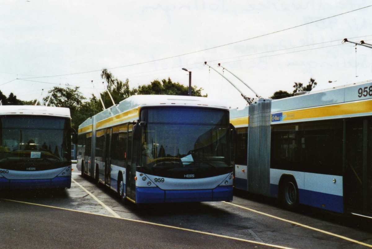 (118'025) - SWS Solingen - Nr. 959 - Hess/Hess Gelenktrolleybus am 5. Juli 2009 in Solingen, Betriebshof