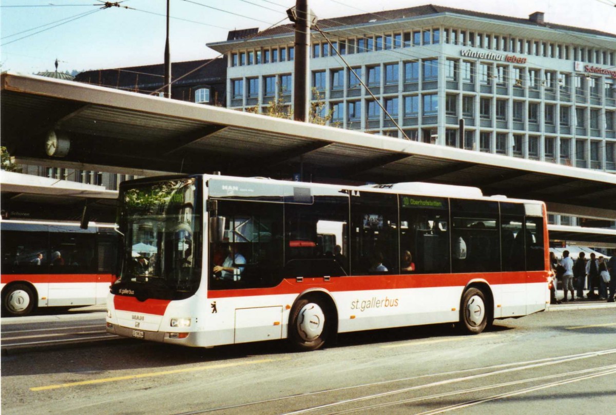 (121'319) - St. Gallerbus, St. Gallen - Nr. 264/SG 198'264 - MAN am 23. September 2009 beim Bahnhof St. Gallen