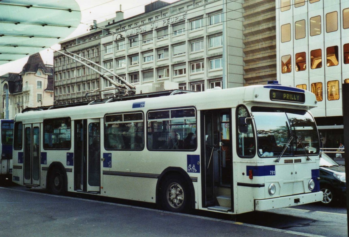 (122'321) - TL Lausanne - Nr. 731 - FBW/Hess Trolleybus am 19. November 2009 in Lausanne, Chauderon