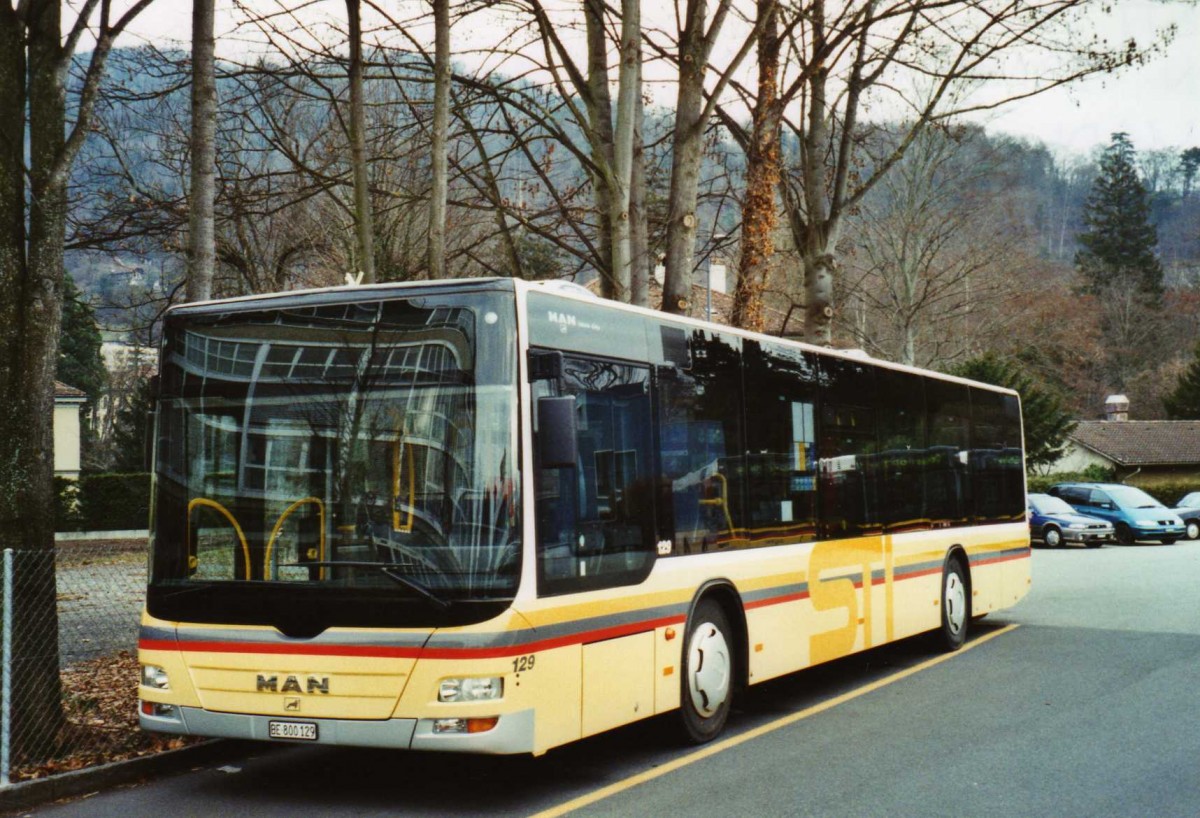 (123'117) - STI Thun - Nr. 129/BE 800'129 - MAN am 14. Dezember 2009 bei der Schifflndte Thun