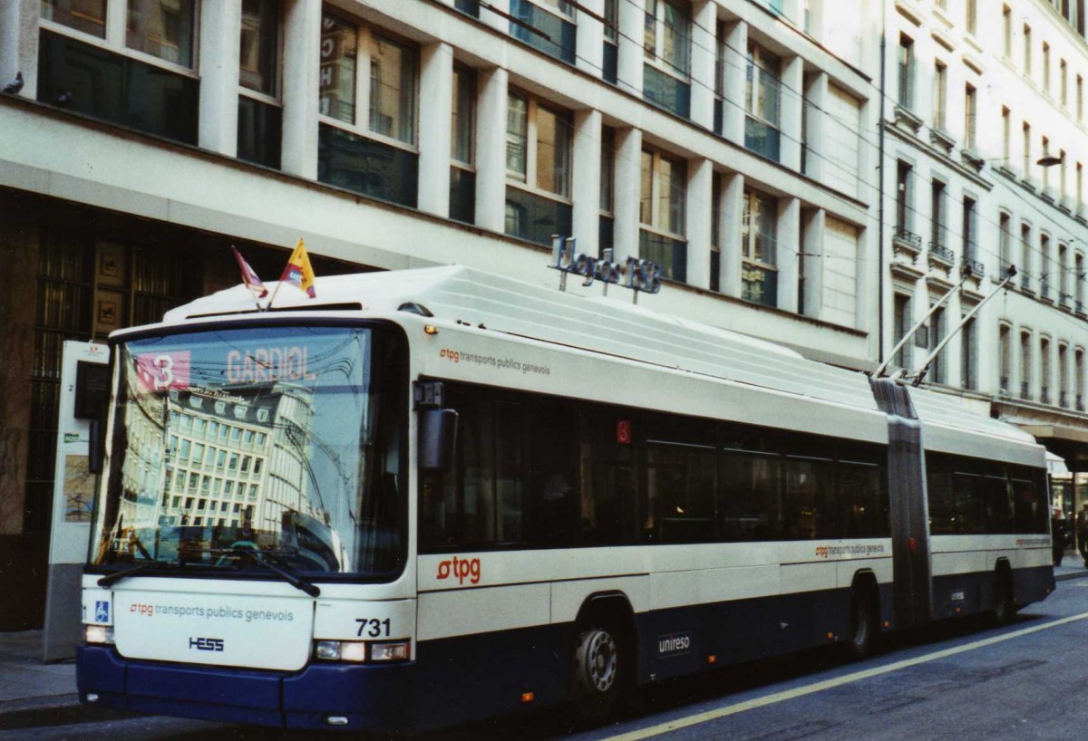 (124'922) - TPG Genve - Nr. 731 - Hess/Hess Gelenktrolleybus am 13. Mrz 2010 in Genve, Bel-Air