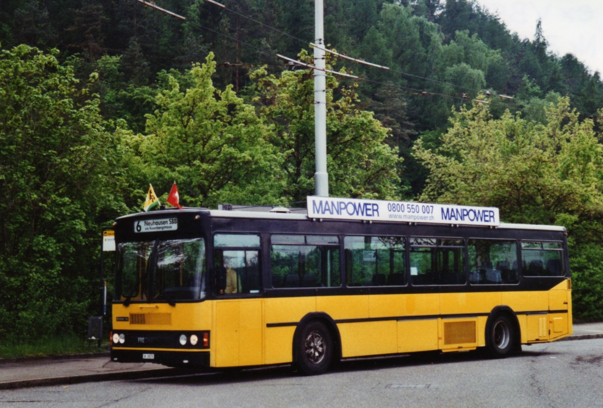 (126'230) - Ruklic, Schaffhausen - SH 39'570 - Scania/FHS (ex VBSH Schaffhausen Nr. 36; ex VBSH Schaffhausen Nr. 1) am 16. Mai 2010 in Schaffhausen, Herblingertal