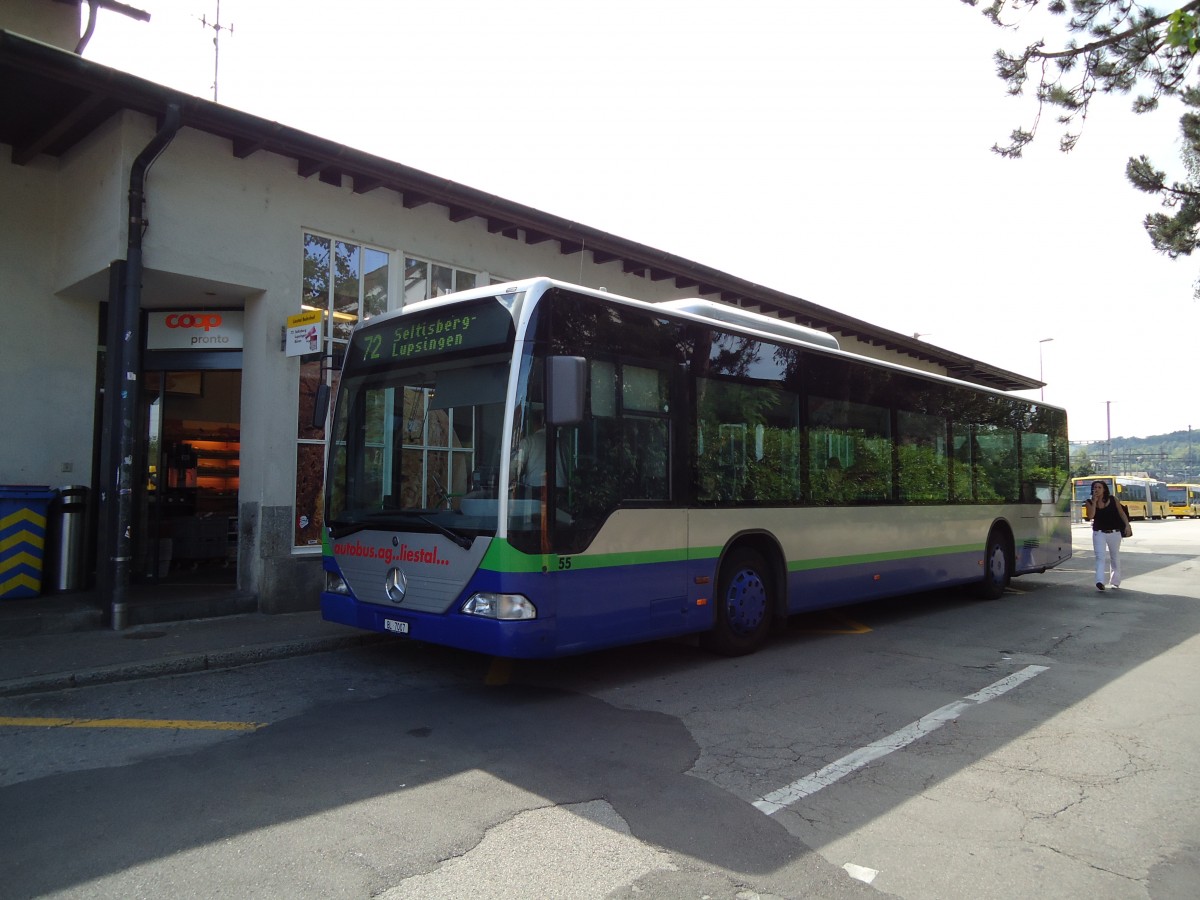 (127'716) - AAGL Liestal - Nr. 55/BL 7007 - Mercedes (ex TPL Lugano Nr. 6) am 6. Juli 2010 beim Bahnhof Liestal